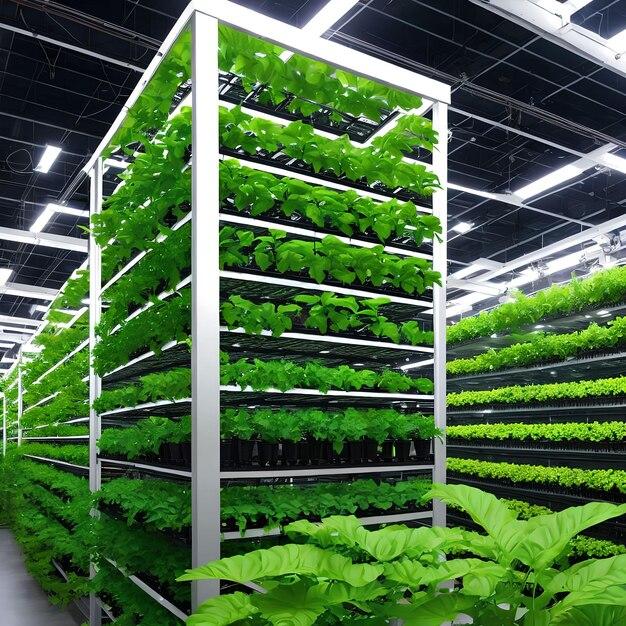 racks of vertical farming